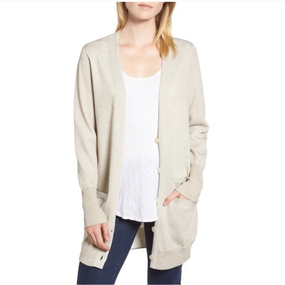 J. Crew Collection higher end line, silver long cardigan sweater, small like new - Picture 2 of 8